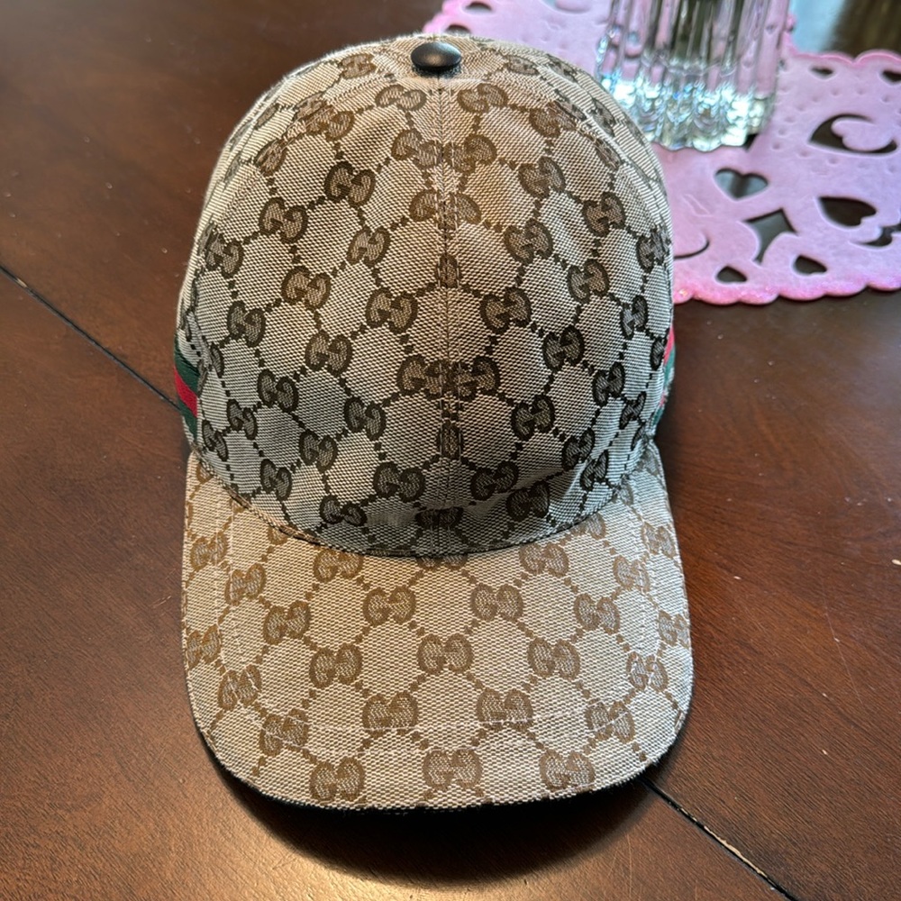 Gucci Tan and Brown Monogram Hat